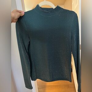 Mango Shimmering Teal Long Sleeve Top